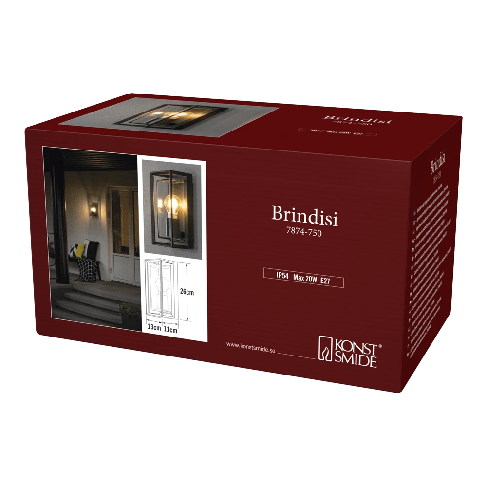 Konstsmide Brindisi Wandlamp 230V 13x26cm E27 Transparant Glas, Max 1x 20W - Afbeelding 5
