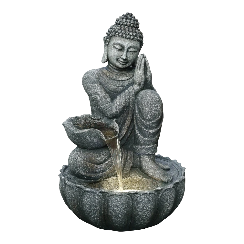 Buddha Met Waterschaal - 82cm Hoog - Polystone 1 Buddha Met Waterschaal - 82cm Hoog - Polystone