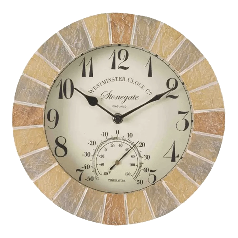 Buitenklok Stonegate - 2in1 - 25cm 1 Buitenklok Stonegate - 2in1 - 25cm
