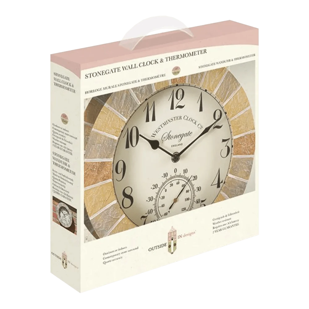 Buitenklok Stonegate - 2in1 - 25cm 2 Buitenklok Stonegate - 2in1 - 25cm - Afbeelding 2