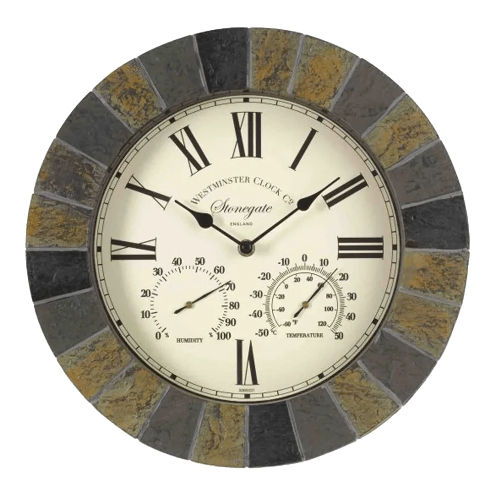 Buitenklok Stonegate - 3in1 - 35cm 1 Buitenklok Stonegate - 3in1 - 35cm