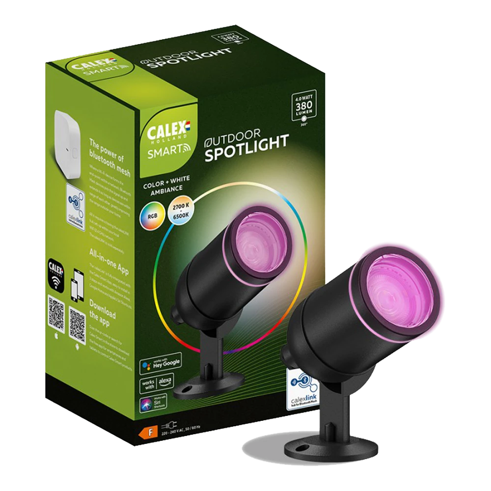 Calex Smart Outdoor Tuinspot RGB CCT 200cm Kabel Met Plug - 4W 380lm 1 Calex Smart Outdoor Tuinspot RGB CCT 200cm Kabel Met Plug - 4W 380lm