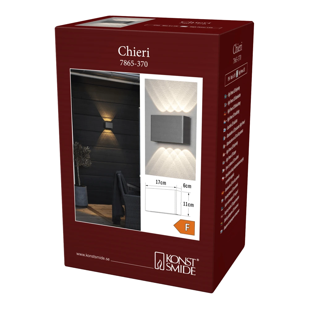 Konstsmide Chieri PowerLED 230V Wandlamp Flush Double Four 11x17cm, 2x 3W - Afbeelding 3