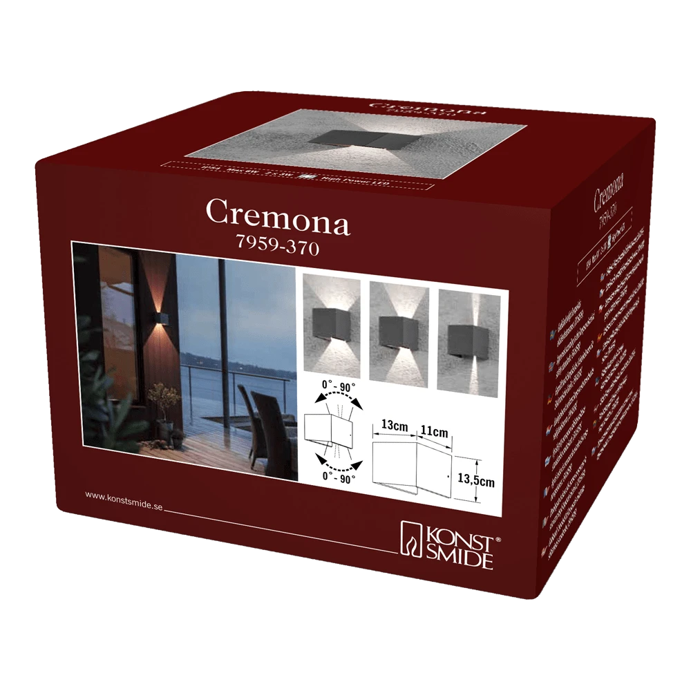 Konstsmide Cremona PowerLED 230V Wandlamp Flush 13.5cm, 2x 3W 5 Konstsmide Cremona PowerLED 230V Wandlamp Flush 13.5cm, 2x 3W - Afbeelding 5