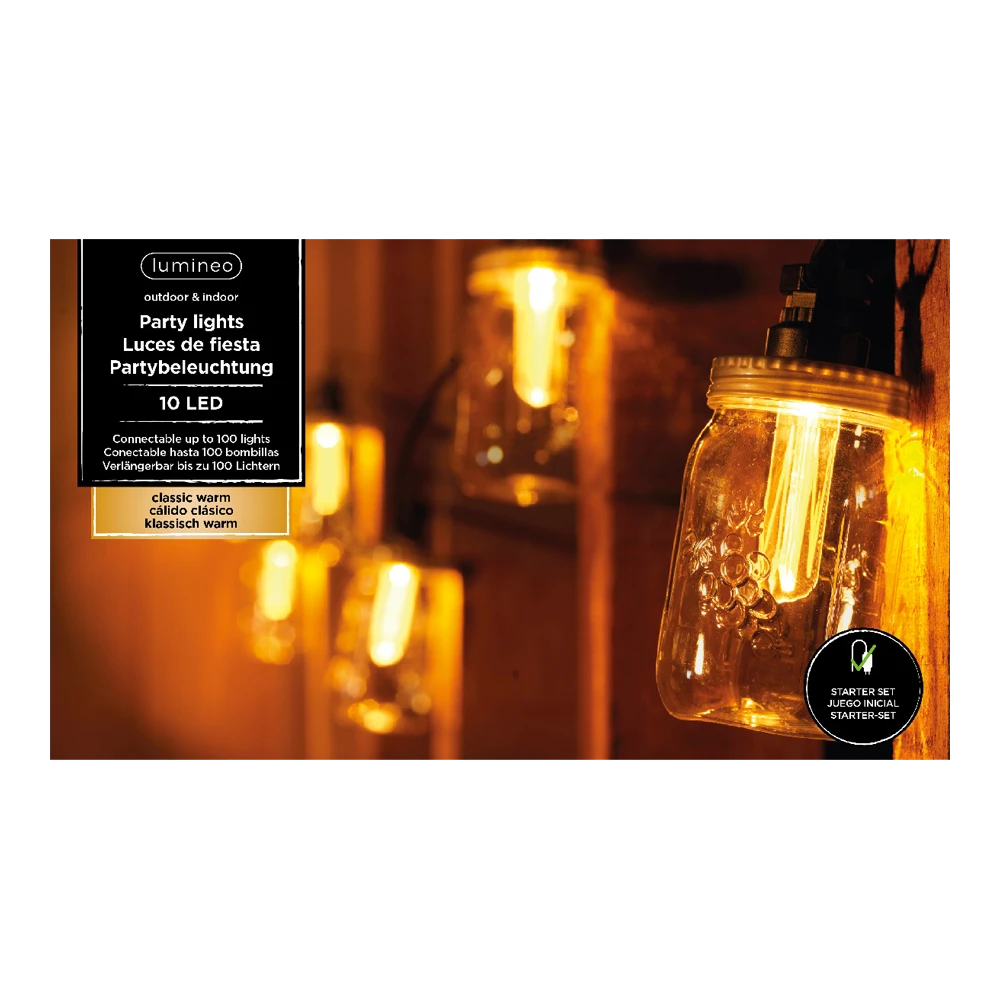 Lumineo Feestverlichting Lichtsnoer Weckpotjes - 950cm - 20 LEDS - Klassiek Warm 1 Lumineo Feestverlichting Lichtsnoer Weckpotjes - 950cm - 20 LEDS - Klassiek Warm