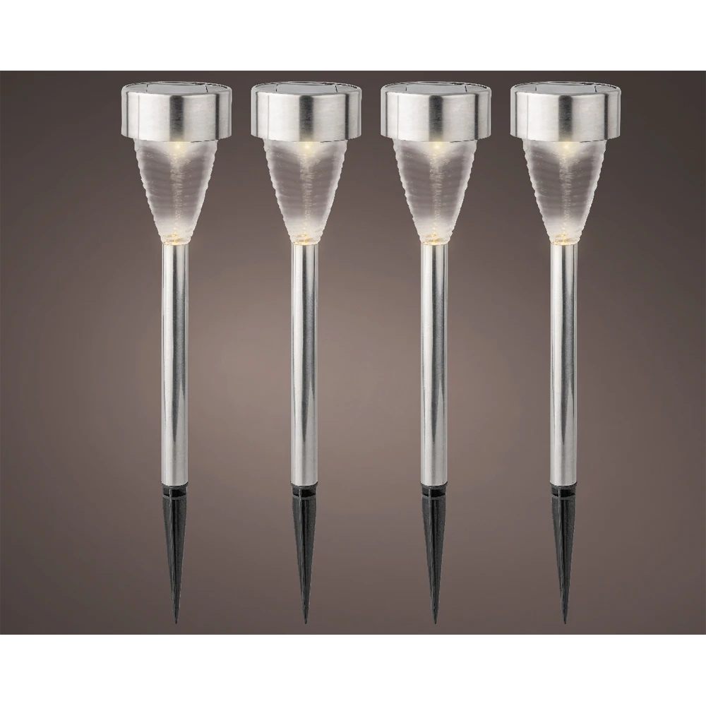 Lumineo LED Solar Tuinlamp - RVS - D7 X H27cm - 4st. - Afbeelding 2