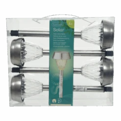 Lumineo LED Solar Tuinlamp - RVS - D8 X H22cm - RVS - 4st.