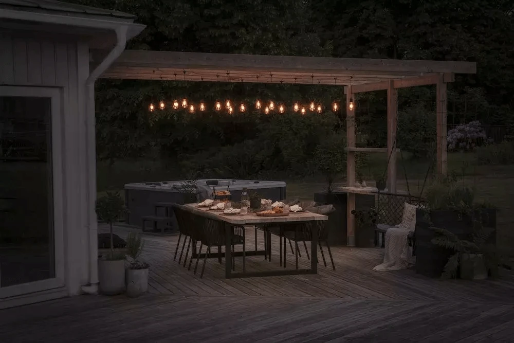 Lichtsnoer Feestverlichting Edison LED Koppelbaar + Dimbaar - Startset - 10m - 10 LED's - Konstsmide 4 Lichtsnoer Feestverlichting Edison LED Koppelbaar + Dimbaar - Startset - 10m - 10 LED's - Konstsmide - Afbeelding 4