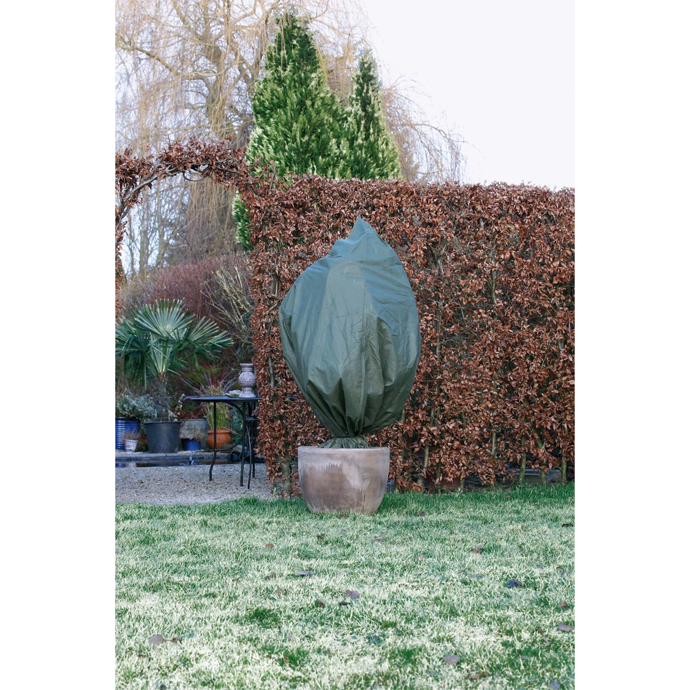 Nature Winterhoes Met Koord D75cm X 1,50m 50 G/mu00b2 2 Stuks Groen - Afbeelding 2