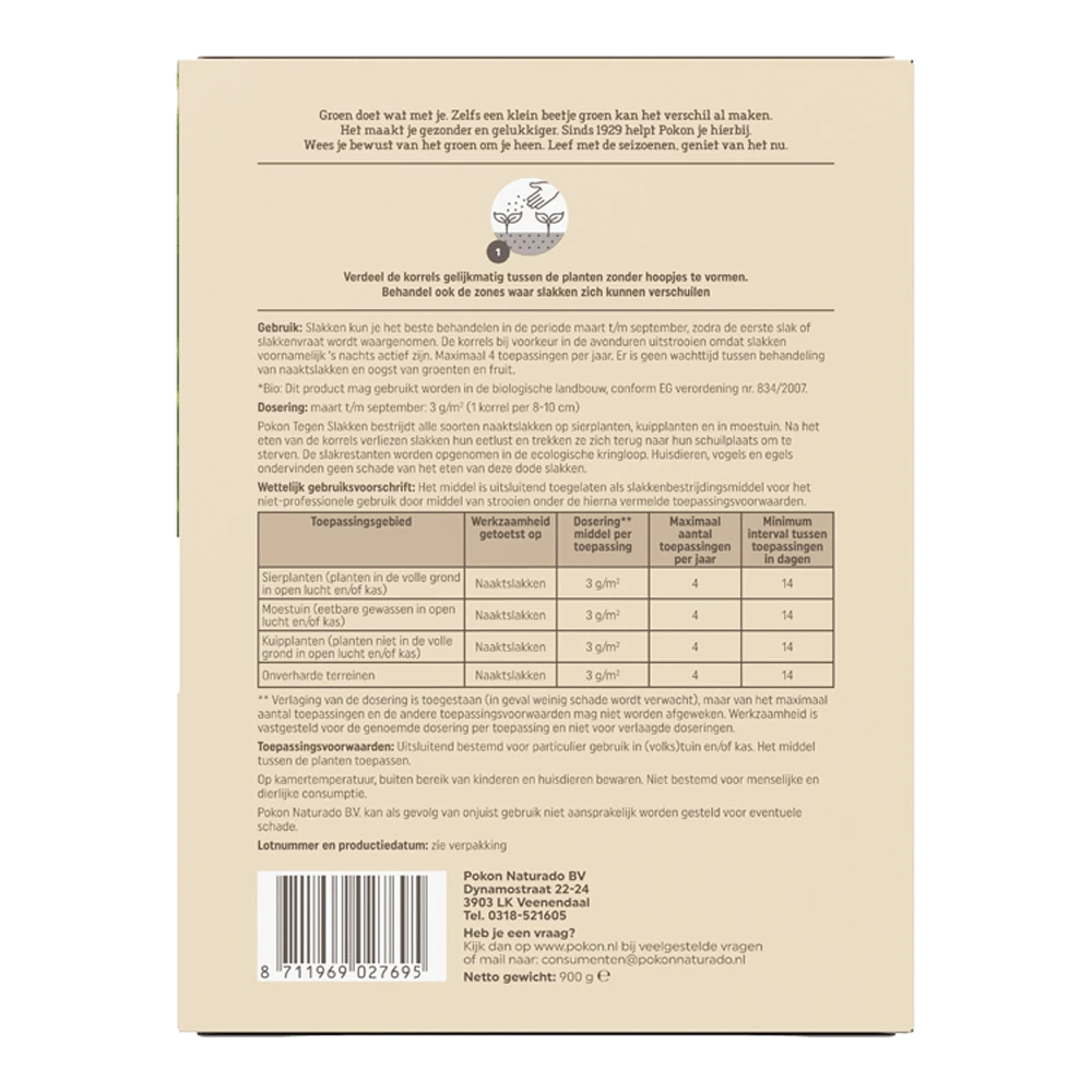Pokon Bio Tegen Slakken Korrels 900gr - Insecten En Ongedierte 2 Pokon Bio Tegen Slakken Korrels 900gr - Insecten En Ongedierte - Afbeelding 2