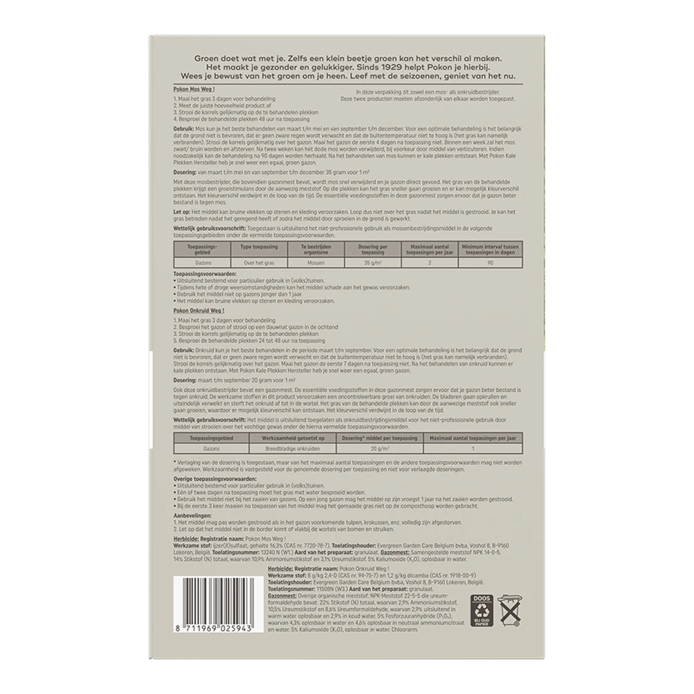 Pokon Mos En Onkruid Weg! 3-in-1 Voor 50mu00b2 - Onkruid En Aanslag 2 Pokon Mos En Onkruid Weg! 3-in-1 Voor 50mu00b2 - Onkruid En Aanslag - Afbeelding 2