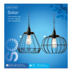 Lumineo Solar Hanglamp - LED - D28.3 X H27cm - Zwart - Assorti