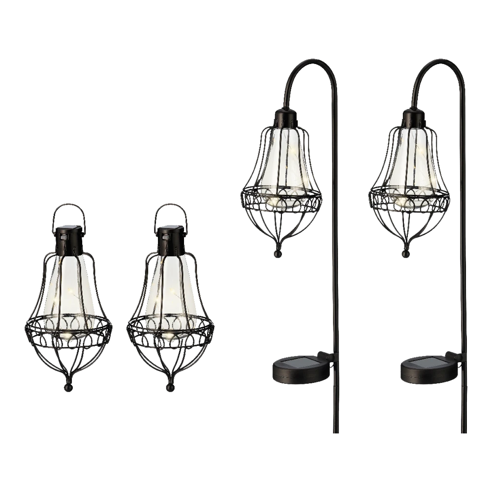 Lumineo Solar Set Met Tuinlamp En Lantaarn - LED - D14.5 X H84cm - Zwart - 4st. 3 Lumineo Solar Set Met Tuinlamp En Lantaarn - LED - D14.5 X H84cm - Zwart - 4st. - Afbeelding 3