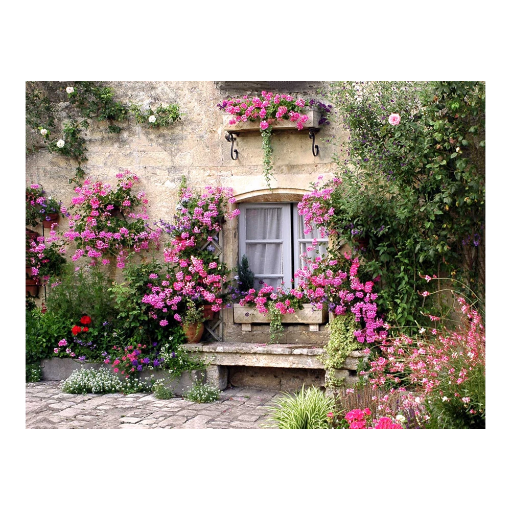 Tuinposter Bloemenmuur - 80x60cm 1 Tuinposter Bloemenmuur - 80x60cm
