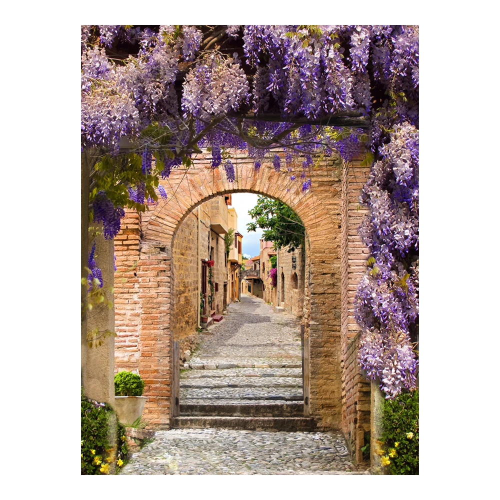 Tuinposter Doorkijk Blauwregen - L - 90x120cm 1 Tuinposter Doorkijk Blauwregen - L - 90x120cm