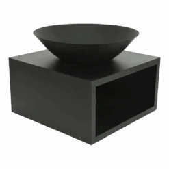 Vuurschaal Rond Met Houtopslag - D60cm - Zwart